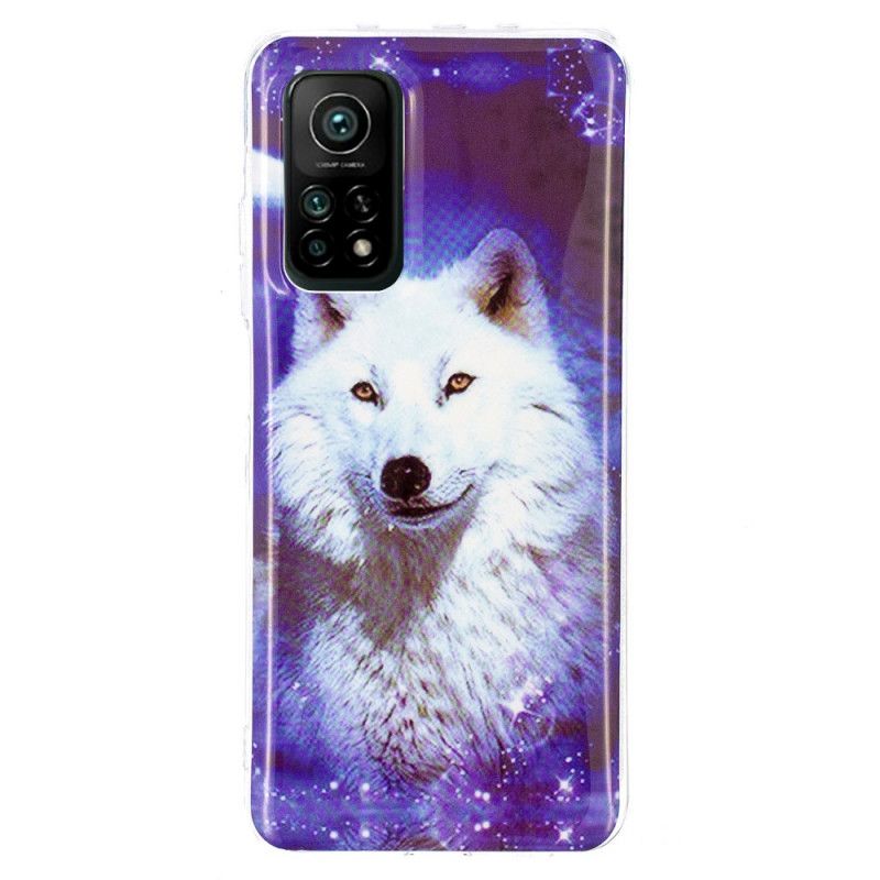 Hoesje voor Xiaomi Mi 10T / 10T Pro Donkerblauw Groen Serie Fluorescerende Wolven