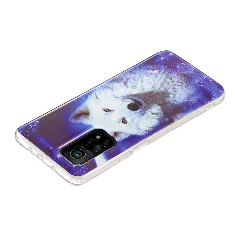 Hoesje voor Xiaomi Mi 10T / 10T Pro Donkerblauw Groen Serie Fluorescerende Wolven