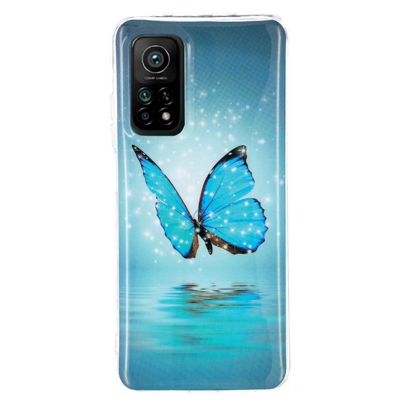 Hoesje Xiaomi Mi 10T / 10T Pro Fluorescerende Blauwe Vlinder