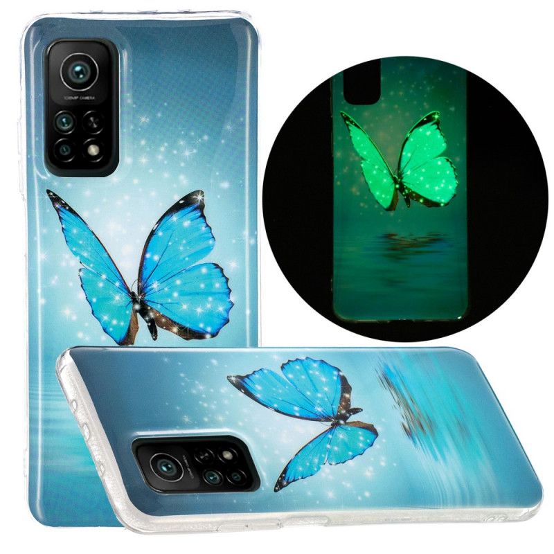 Hoesje Xiaomi Mi 10T / 10T Pro Fluorescerende Blauwe Vlinder