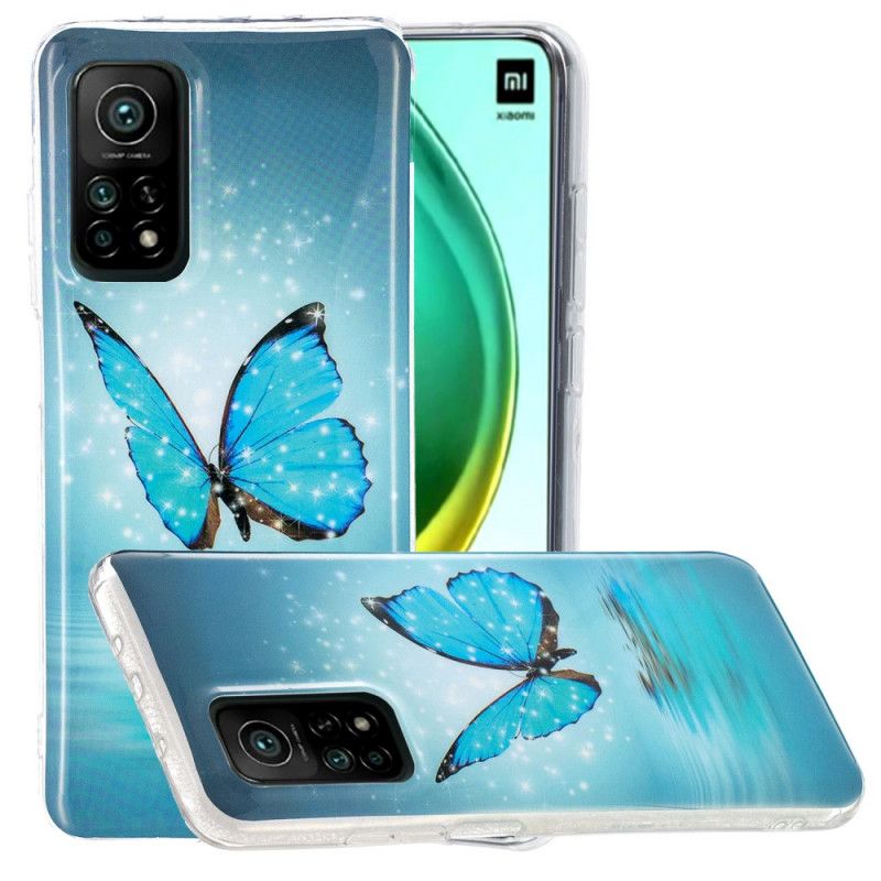 Hoesje Xiaomi Mi 10T / 10T Pro Fluorescerende Blauwe Vlinder