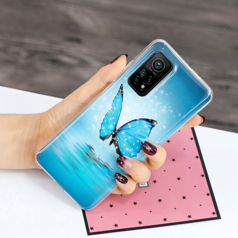 Hoesje Xiaomi Mi 10T / 10T Pro Fluorescerende Blauwe Vlinder