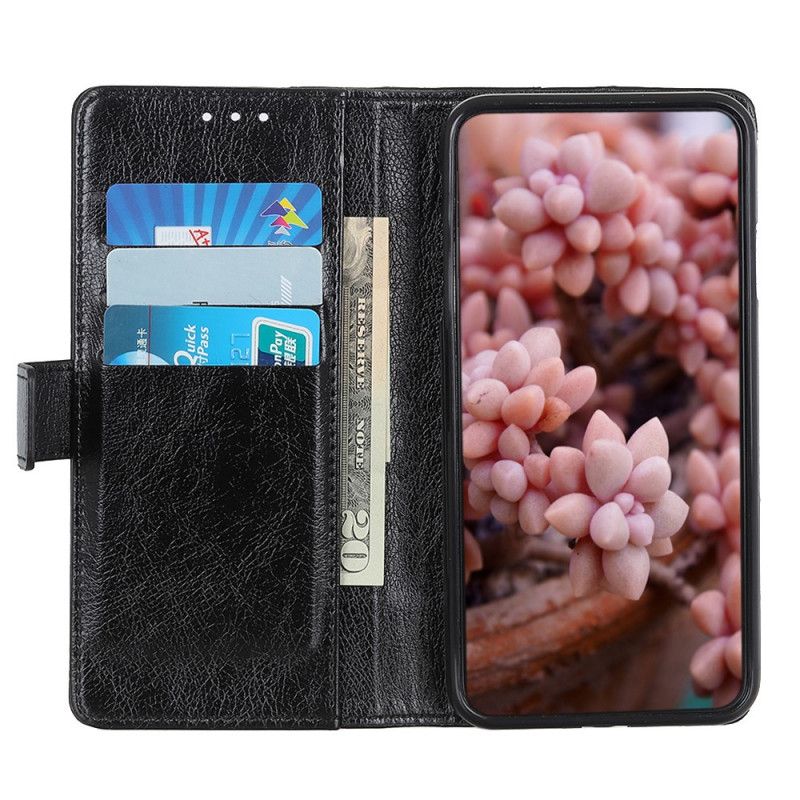 Leren Hoesje voor Xiaomi Mi 10T / 10T Pro Rood Zwart Vintage Klinknagels In Nappaleer Stijl