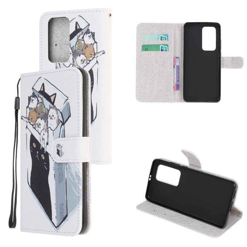 Leren Hoesje Xiaomi Mi 10T / 10T Pro Levering Van String Katten