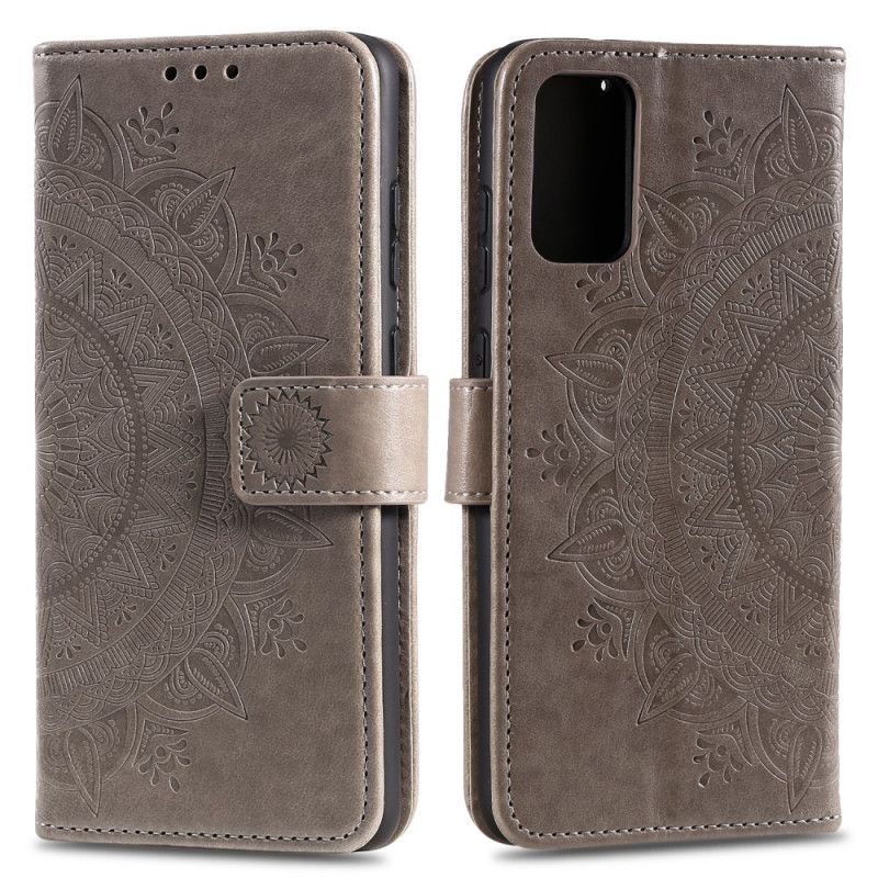 Leren Hoesje Xiaomi Mi 10T / 10T Pro Magenta Grijs Telefoonhoesje Zon Mandala