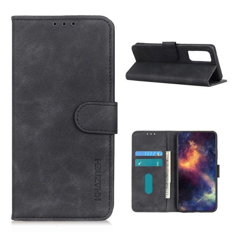 Leren Hoesje Xiaomi Mi 10T / 10T Pro Rood Zwart Vintage Khazneh Leereffect Mat