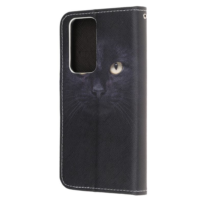 Leren Hoesje Xiaomi Mi 10T / 10T Pro Zwarte Kattenogen Met String