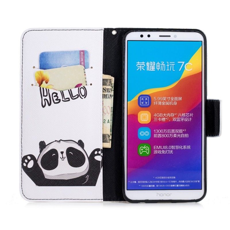 Bescherming Hoesje Huawei Y7 2018 Telefoonhoesje Hallo Panda