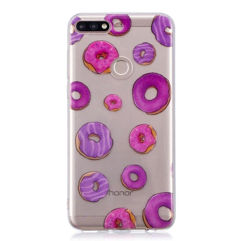 Case Hoesje Huawei Y7 2018 Telefoonhoesje Transparante Donuts Waaier