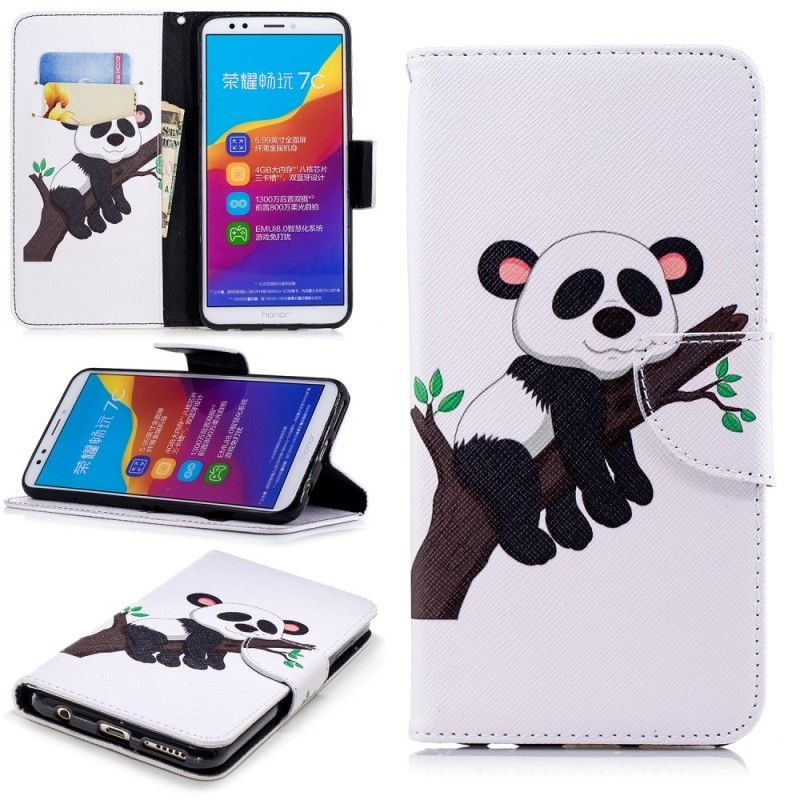 Leren Hoesje Huawei Y7 2018 Luie Panda