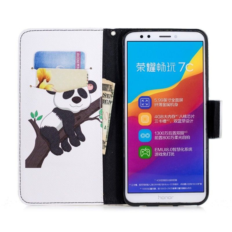Leren Hoesje Huawei Y7 2018 Luie Panda