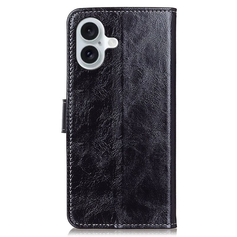 Bescherming Hoesje iPhone 16 Plus Glanzend Kunstleer