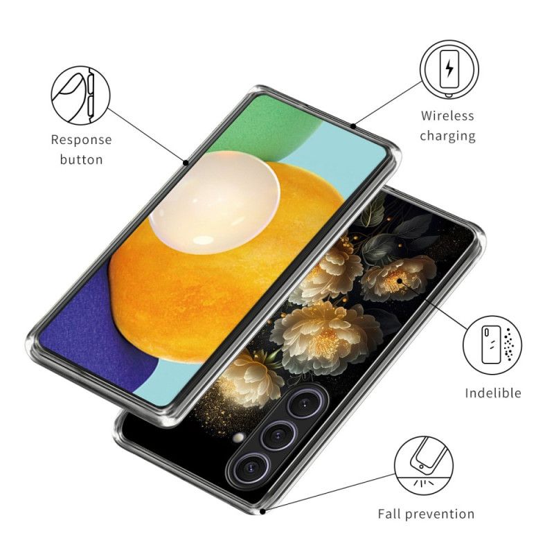 Case Hoesje Samsung Galaxy S25 Plus 5g Telefoonhoesje Gouden Pioenrozen