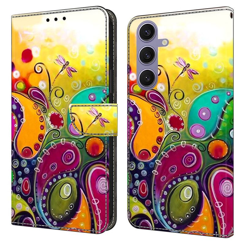 Flip Case Leren Samsung Galaxy S25 Plus 5g Kleurrijk Bloemenpatroon