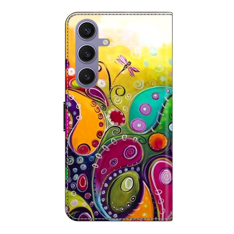 Flip Case Leren Samsung Galaxy S25 Plus 5g Kleurrijk Bloemenpatroon
