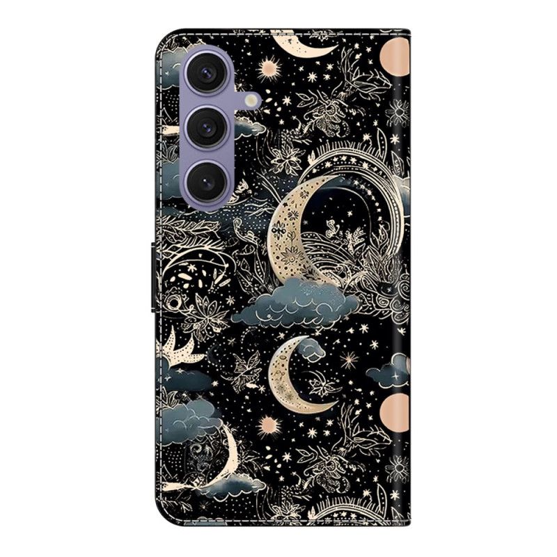 Flip Case Leren Samsung Galaxy S25 Plus 5g Maanpatroon