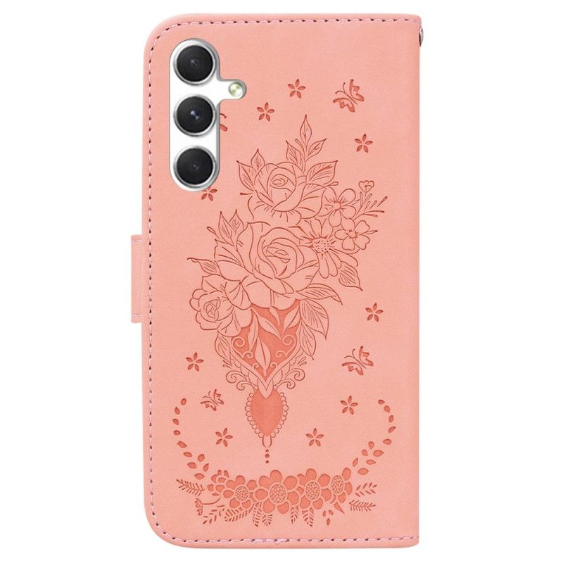 Flip Case Leren Samsung Galaxy S25 Plus 5g Roze Suède-effect