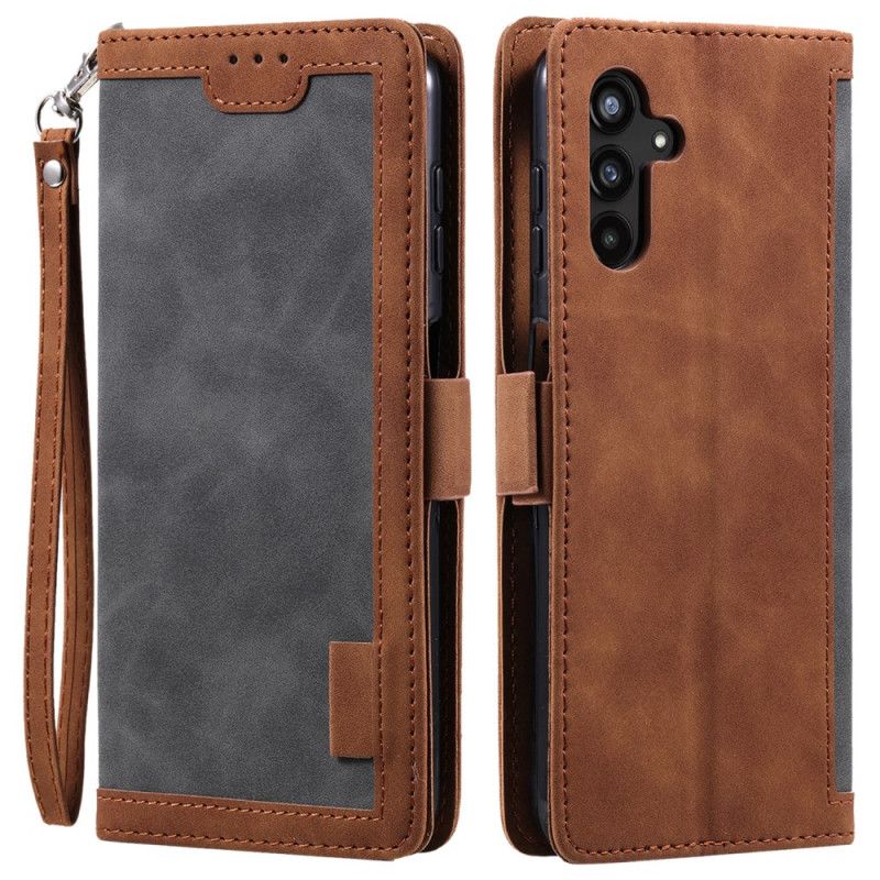 Flip Case Leren Samsung Galaxy S25 Plus 5g Vintage Suède-effect Met Bandje