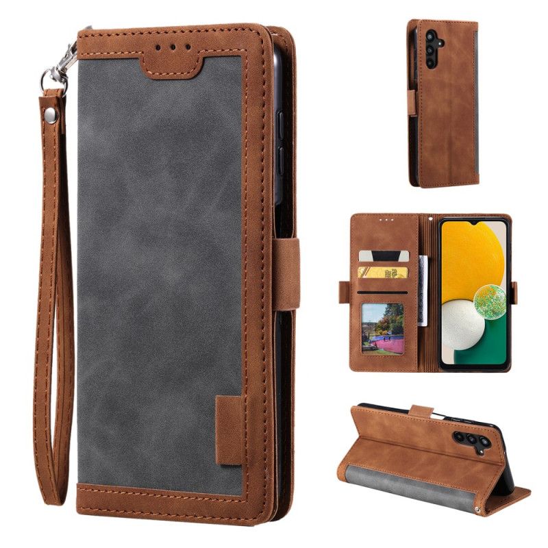 Flip Case Leren Samsung Galaxy S25 Plus 5g Vintage Suède-effect Met Bandje
