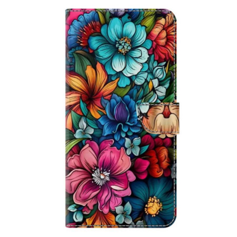 Folio-hoesje Samsung Galaxy S25 Plus 5g Telefoonhoesje Kleurrijke Bloemen