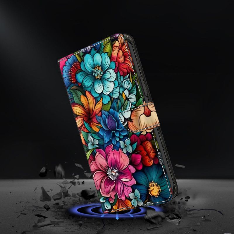 Folio-hoesje Samsung Galaxy S25 Plus 5g Telefoonhoesje Kleurrijke Bloemen