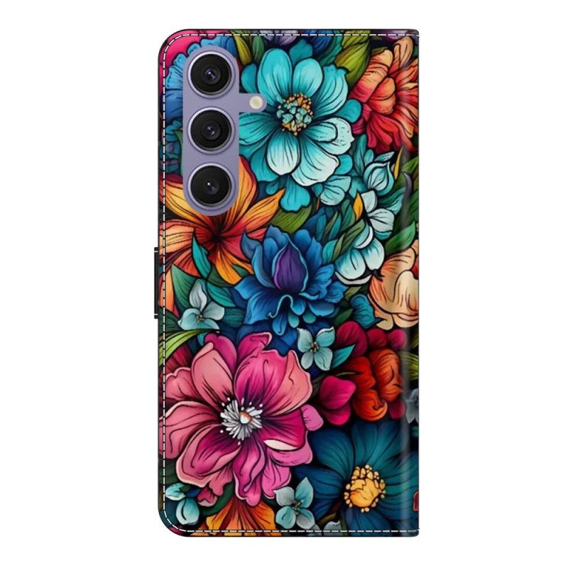 Folio-hoesje Samsung Galaxy S25 Plus 5g Telefoonhoesje Kleurrijke Bloemen