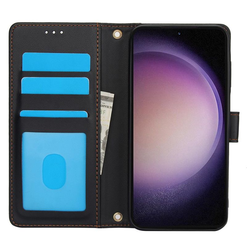 Folio-hoesje Samsung Galaxy S25 Plus 5g Telefoonhoesje Lederen Stijl Met Bandje