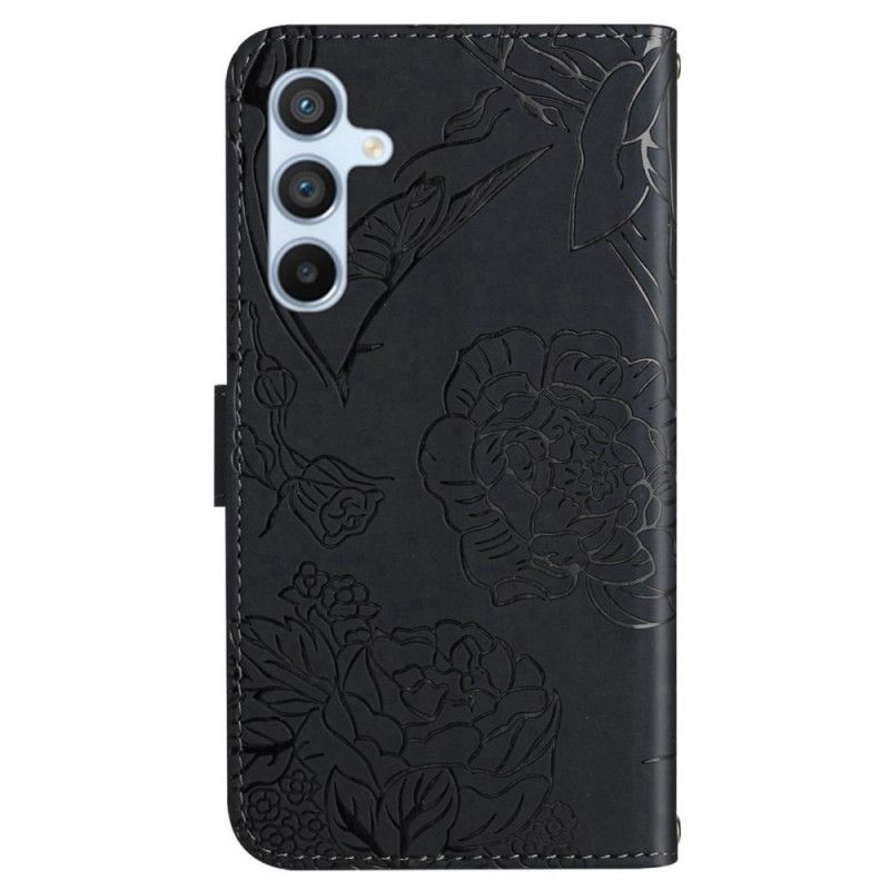Folio-hoesje Samsung Galaxy S25 Plus 5g Telefoonhoesje Vlinderprint Met Bandje