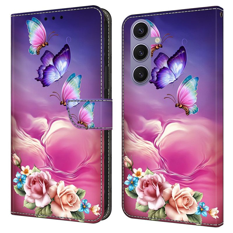 Folio-hoesje Samsung Galaxy S25 Plus 5g Telefoonhoesje Vlinders En Kleine Bloemen