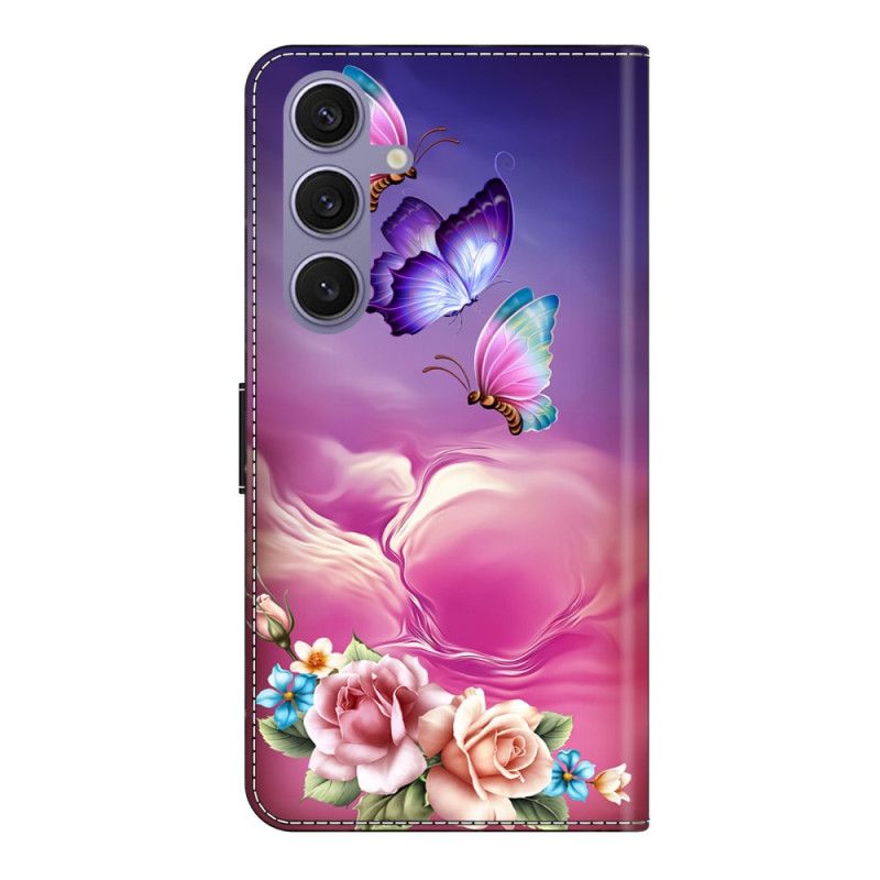 Folio-hoesje Samsung Galaxy S25 Plus 5g Telefoonhoesje Vlinders En Kleine Bloemen