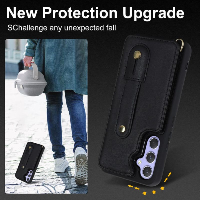 Hoesje Samsung Galaxy S25 Plus 5g Kaarthouder En Riem Bescherming Hoesje