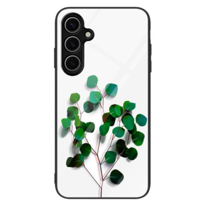 Hoesje Voor Samsung Galaxy S25 Plus 5g Groene Bladeren Van Gehard Glas