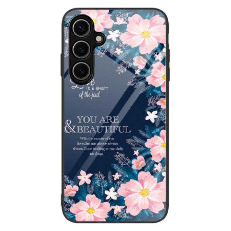 Hoesje Voor Samsung Galaxy S25 Plus 5g Roze Bloemen Van Gehard Glas