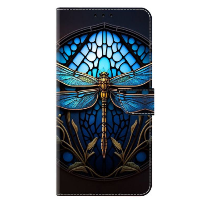 Leren Hoesje Samsung Galaxy S25 Plus 5g Blauwe Libelle Bescherming Hoesje