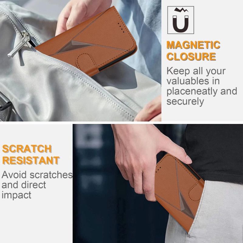 Leren Hoesje Samsung Galaxy S25 Plus 5g Driehoekig Patroon