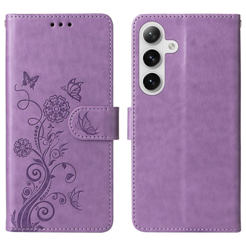 Leren Hoesje Samsung Galaxy S25 Plus 5g Kleine Bloemen Bescherming Hoesje