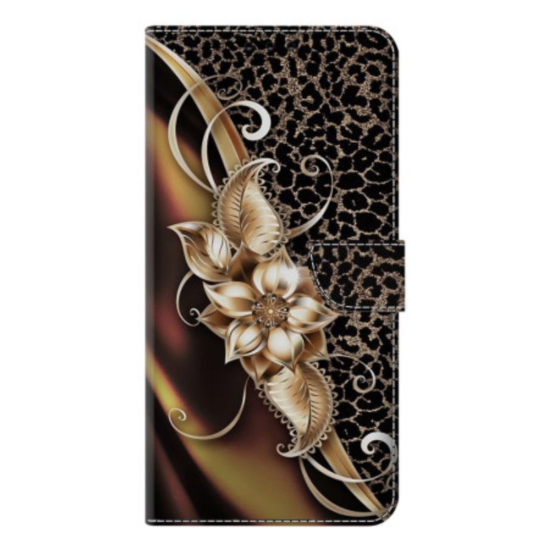 Leren Hoesje Samsung Galaxy S25 Plus 5g Metallic Bloemen Bescherming Hoesje