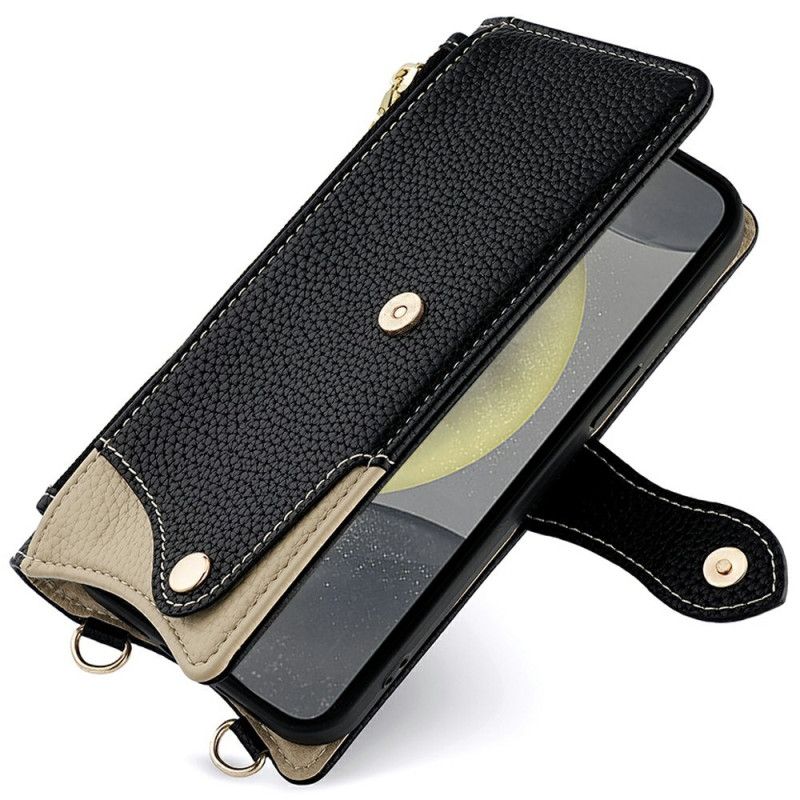 Leren Hoesje Samsung Galaxy S25 Plus 5g Portemonnee Met Ketting