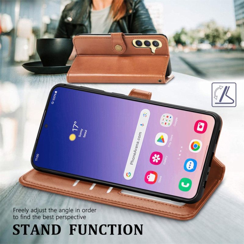 Leren Hoesje Voor Samsung Galaxy S25 Plus 5g Knoopsluiting