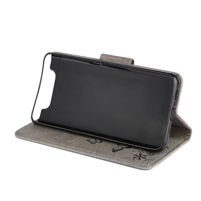 Cover Folio-hoesje Samsung Galaxy A80 / A90 Grijs Zwart Telefoonhoesje Prachtige String Vlinders