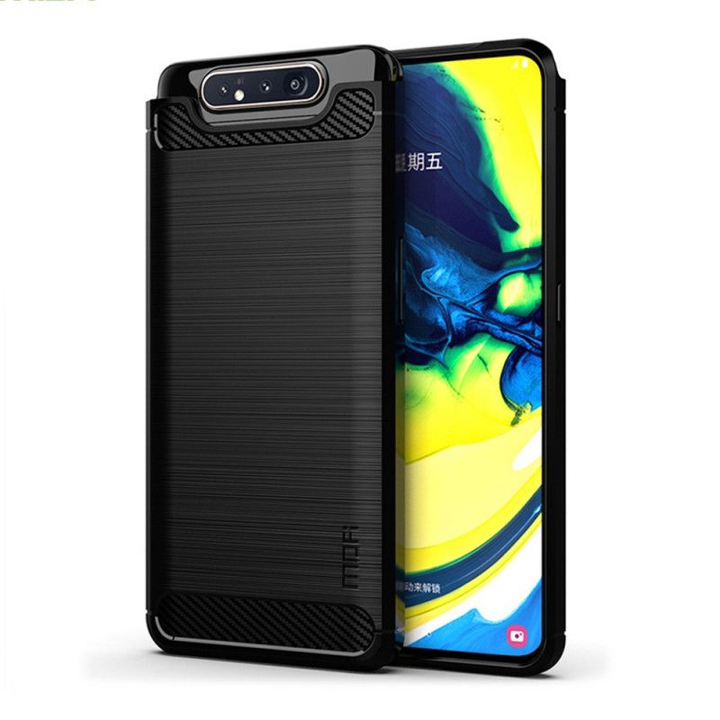 Cover Hoesje Samsung Galaxy A80 / A90 Grijs Zwart Telefoonhoesje Mofi Geborstelde Koolstofvezel