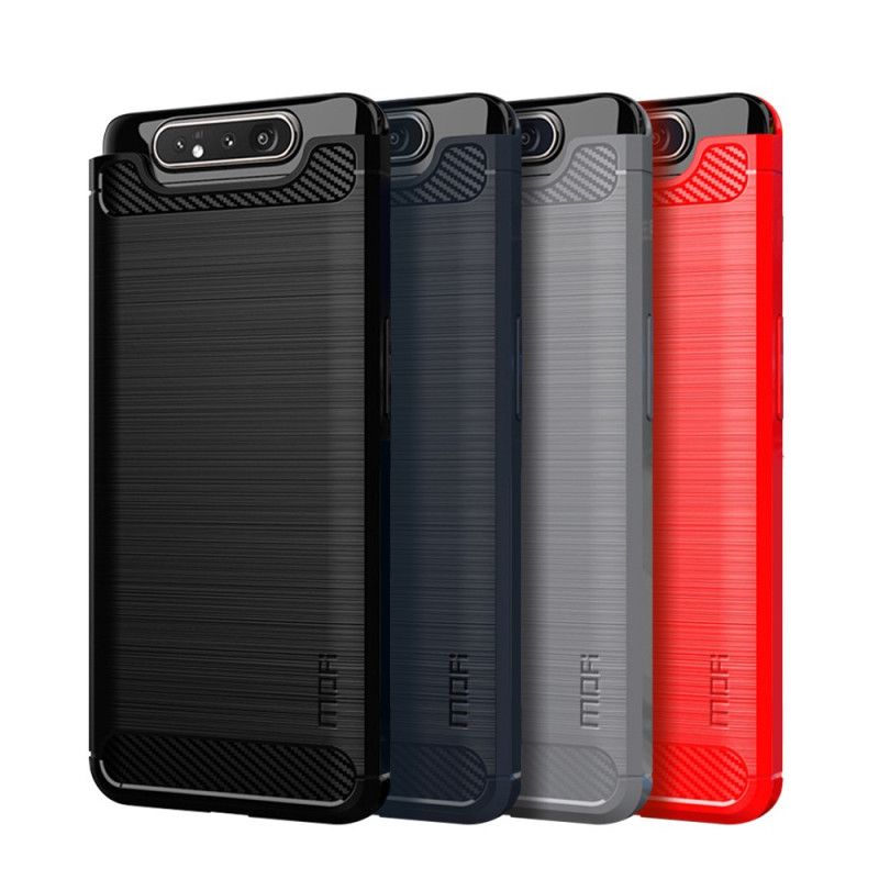 Cover Hoesje Samsung Galaxy A80 / A90 Grijs Zwart Telefoonhoesje Mofi Geborstelde Koolstofvezel