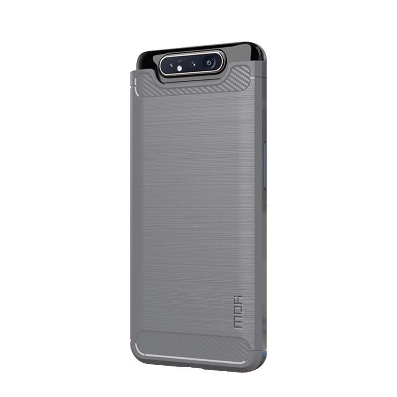 Cover Hoesje Samsung Galaxy A80 / A90 Grijs Zwart Telefoonhoesje Mofi Geborstelde Koolstofvezel