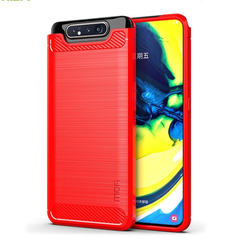 Cover Hoesje Samsung Galaxy A80 / A90 Grijs Zwart Telefoonhoesje Mofi Geborstelde Koolstofvezel