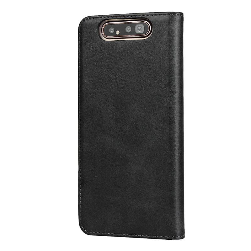 Folio-hoesje Samsung Galaxy A80 / A90 Donkerblauw Zwart Telefoonhoesje Imitatieleren Stiksels