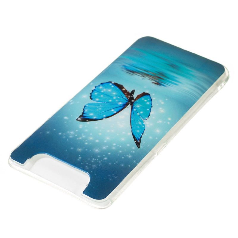Hoesje voor Samsung Galaxy A80 / A90 Fluorescerende Blauwe Vlinder