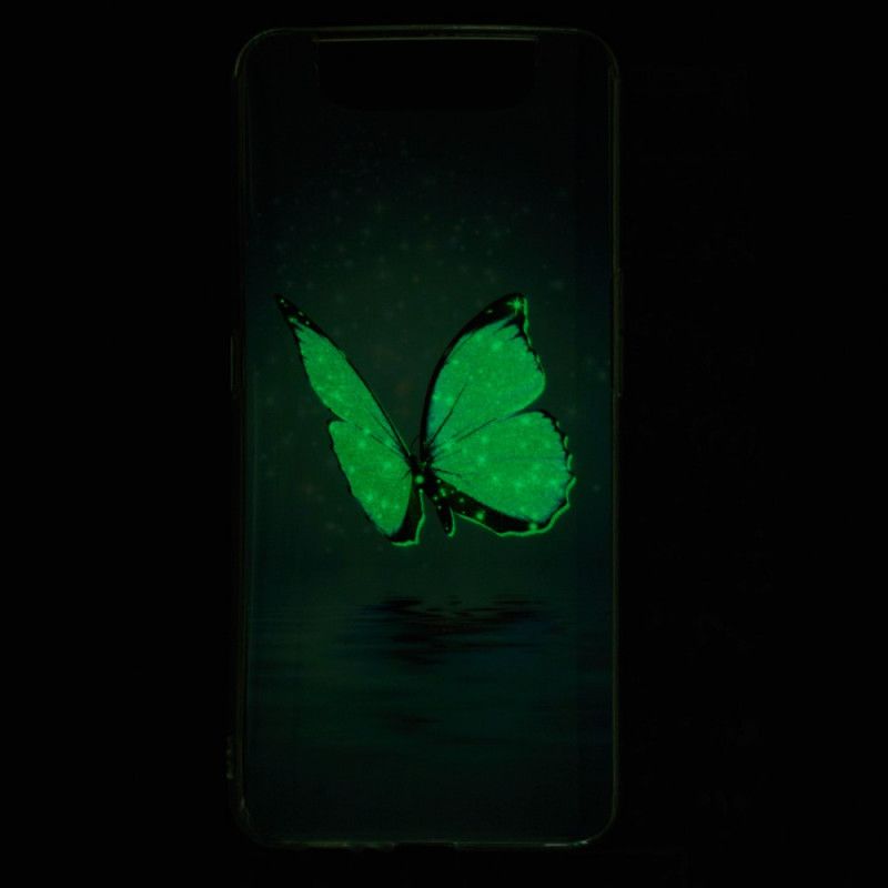 Hoesje voor Samsung Galaxy A80 / A90 Fluorescerende Blauwe Vlinder