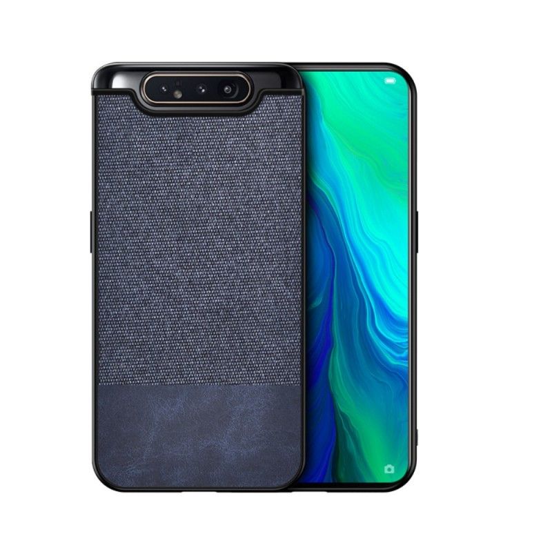 Hoesje voor Samsung Galaxy A80 / A90 Grijs Zwart Leer- En Weefeffect