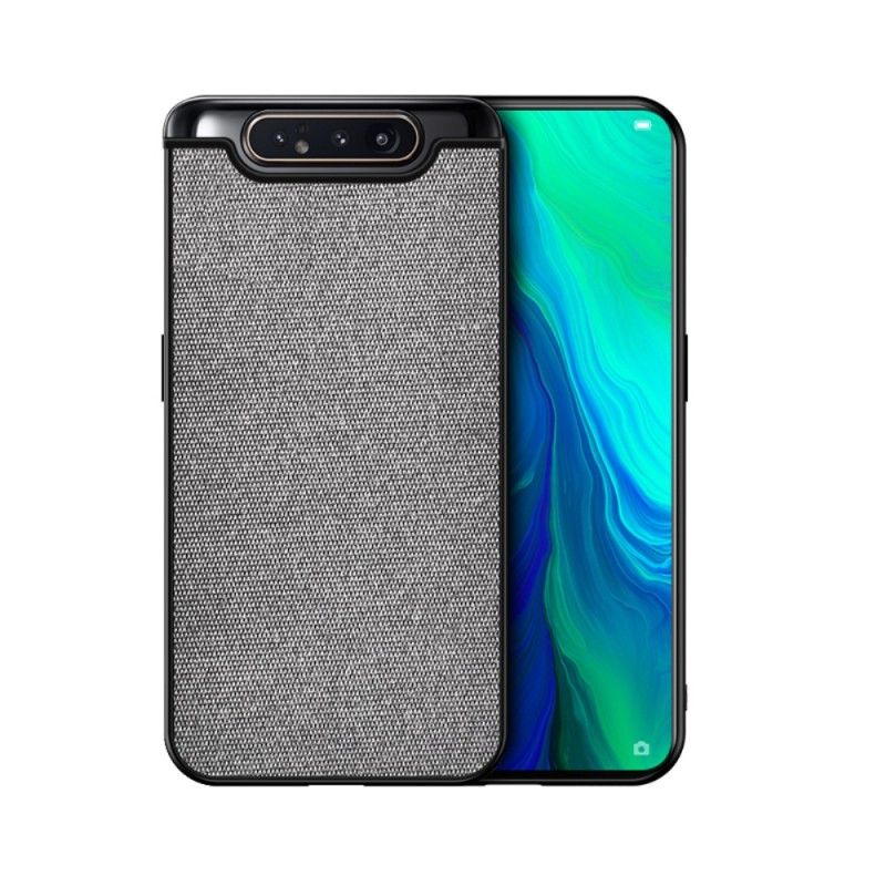 Hoesje voor Samsung Galaxy A80 / A90 Grijs Zwart Leer- En Weefeffect