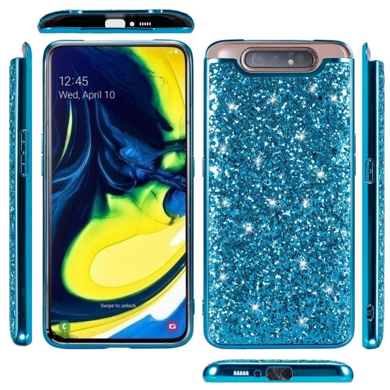 Hoesje voor Samsung Galaxy A80 / A90 Rood Zwart Premium Glitter